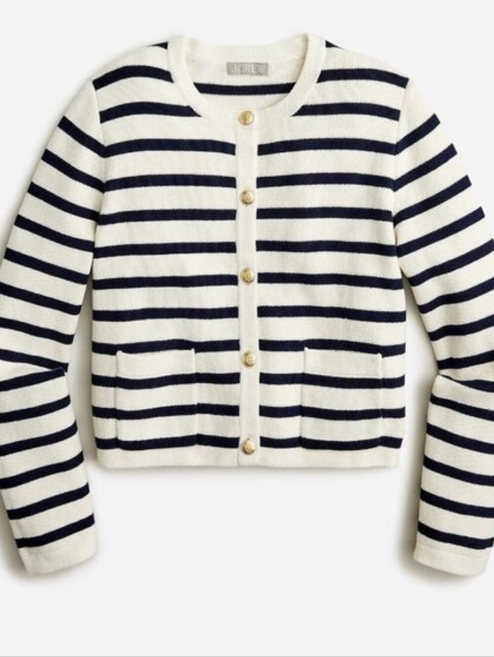 JCrew Emilie Sweater Lady Jacket White & Navy Sz M